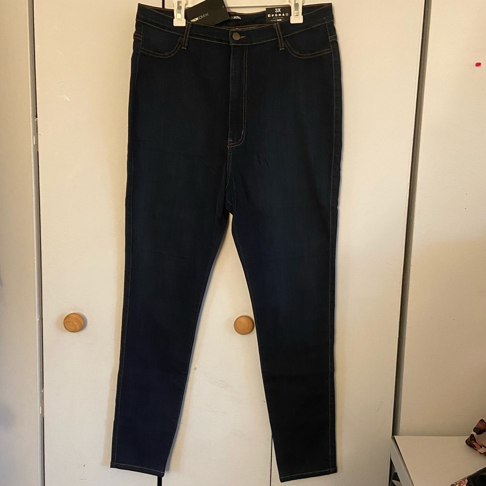 Fashion Nova dark wash high-waisted skinny jeans